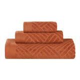 Basketweave Jacquard Egyptian Cotton Medium Weight Plush 3 Piece Towel Set