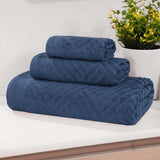 Basketweave Jacquard Egyptian Cotton Medium Weight Plush 3 Piece Towel Set