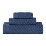 Basketweave Jacquard Egyptian Cotton Medium Weight Plush 3 Piece Towel Set