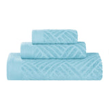 Basketweave Jacquard Egyptian Cotton Medium Weight Plush 3 Piece Towel Set