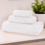 Basketweave Jacquard Egyptian Cotton Medium Weight Plush 3 Piece Towel Set