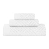 Basketweave Jacquard Egyptian Cotton Medium Weight Plush 3 Piece Towel Set