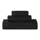 Basketweave Jacquard Egyptian Cotton Medium Weight Plush 3 Piece Towel Set