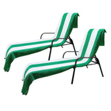 Cabana Striped Cotton Standard Size Chaise Lounge Chair Cover Set of 2