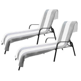 Cabana Striped Cotton Standard Size Chaise Lounge Chair Cover Set of 2