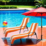 Cabana Striped Cotton Standard Size Chaise Lounge Chair Cover Set of 2