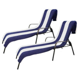 Cabana Striped Cotton Standard Size Chaise Lounge Chair Cover Set of 2