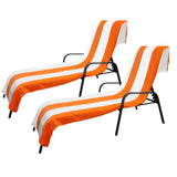 Cabana Striped Cotton Standard Size Chaise Lounge Chair Cover Set of 2