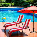 Cabana Striped Cotton Standard Size Chaise Lounge Chair Cover Set of 2