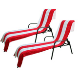 Cabana Striped Cotton Standard Size Chaise Lounge Chair Cover Set of 2