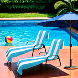 Cabana Striped Cotton Standard Size Chaise Lounge Chair Cover Set of 2