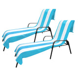 Cabana Striped Cotton Standard Size Chaise Lounge Chair Cover Set of 2