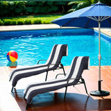 Cabana Striped Cotton Standard Size Chaise Lounge Chair Cover Set of 2