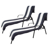 Cabana Striped Cotton Standard Size Chaise Lounge Chair Cover Set of 2