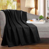 Clara Cotton Textured Jacquard Striped Lightweight Woven Blanket