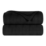 Clara Cotton Textured Jacquard Striped Lightweight Woven Blanket