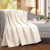 Clara Cotton Textured Jacquard Striped Lightweight Woven Blanket