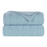 Clara Cotton Textured Jacquard Striped Lightweight Woven Blanket