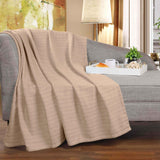 Clara Cotton Textured Jacquard Striped Lightweight Woven Blanket