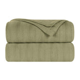 Clara Cotton Textured Jacquard Striped Lightweight Woven Blanket
