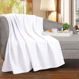Clara Cotton Textured Jacquard Striped Lightweight Woven Blanket