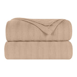 Clara Cotton Textured Jacquard Striped Lightweight Woven Blanket