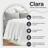 Clara Cotton Textured Jacquard Striped Lightweight Woven Blanket