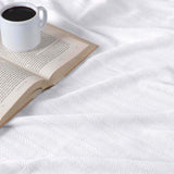 Clara Cotton Textured Jacquard Striped Lightweight Woven Blanket