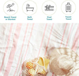 Coastal Resort Stripe Fouta 4 Piece Beach Towel with Tassels