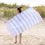 Coastal Resort Stripe Fouta 4 Piece Beach Towel with Tassels