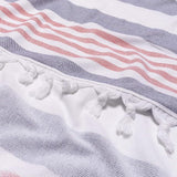 Coastal Resort Stripe Fouta 4 Piece Beach Towel with Tassels