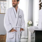 Cotton Embroidered Bathrobe Adults Unisex Bath Robe for Men and Women