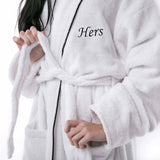 Cotton Embroidered Bathrobe Adults Unisex Bath Robe for Men and Women
