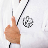 Cotton Embroidered Bathrobe Adults Unisex Bath Robe for Men and Women