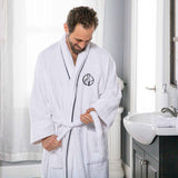 Cotton Embroidered Bathrobe Adults Unisex Bath Robe for Men and Women