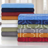 Cotton Flannel Solid Trellis Duvet Cover Set with Button Closure