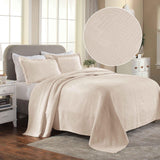 Cotton Jacquard Matelassé Scalloped Geometric Fret Bedspread Set