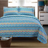 Cotton Modern Geometric Zig Zag Reversible Quilt and Sham Set