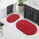 Cotton Oval Solid Non-Skid Washable 2 Piece Bath Rug Set