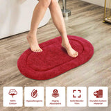 Cotton Oval Solid Non-Skid Washable 2 Piece Bath Rug Set