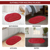 Cotton Oval Solid Non-Skid Washable 2 Piece Bath Rug Set