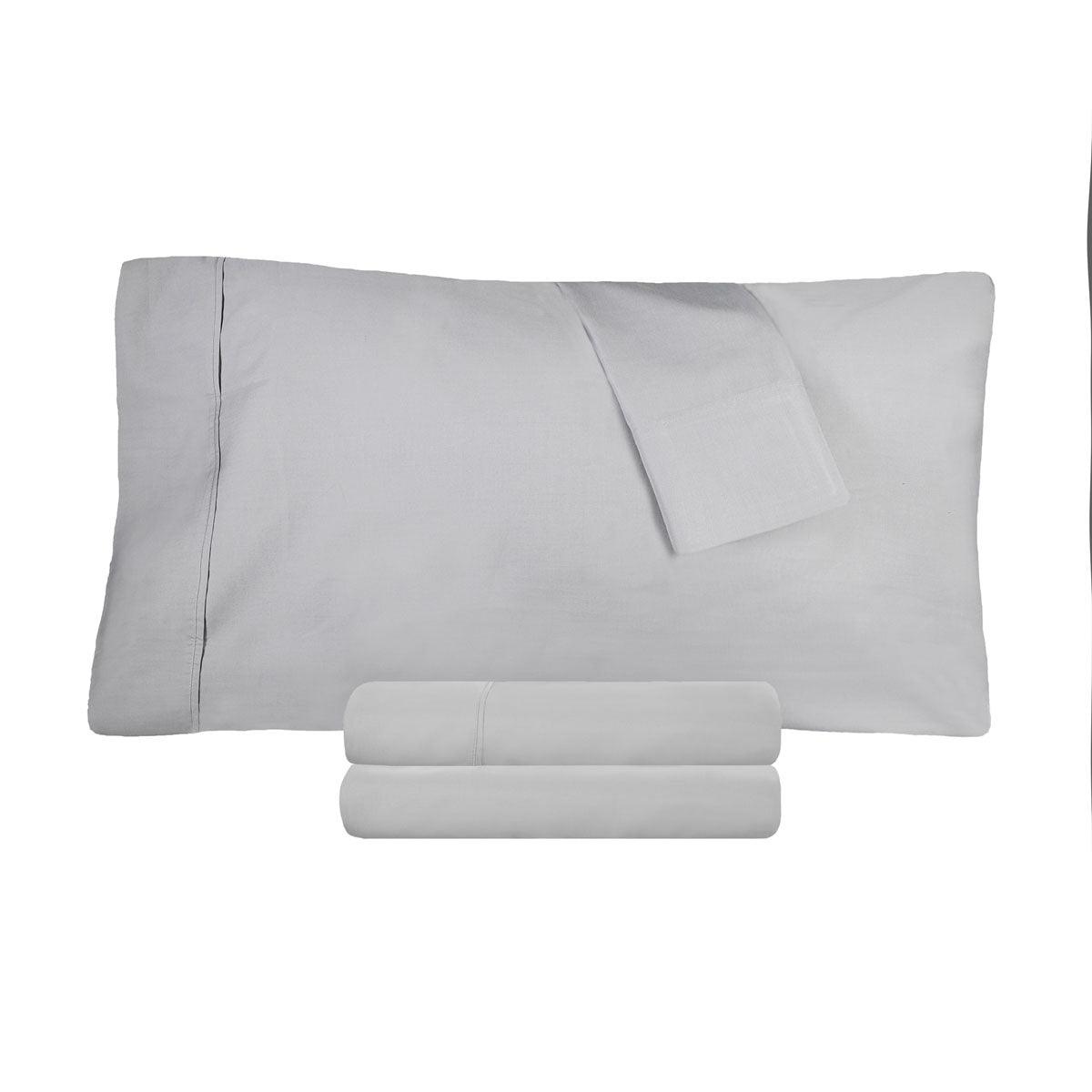 Cotton Percale 300 Thread Count Solid 2 Piece Pillowcase Set