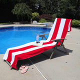 Cabana Striped Cotton Standard Size Chaise Lounge Chair Cover Set