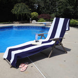 Cabana Striped Cotton Standard Size Chaise Lounge Chair Cover Set