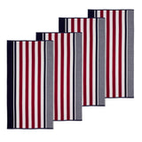 Cotton Striped Oversized 4 Piece Beach Towel Set