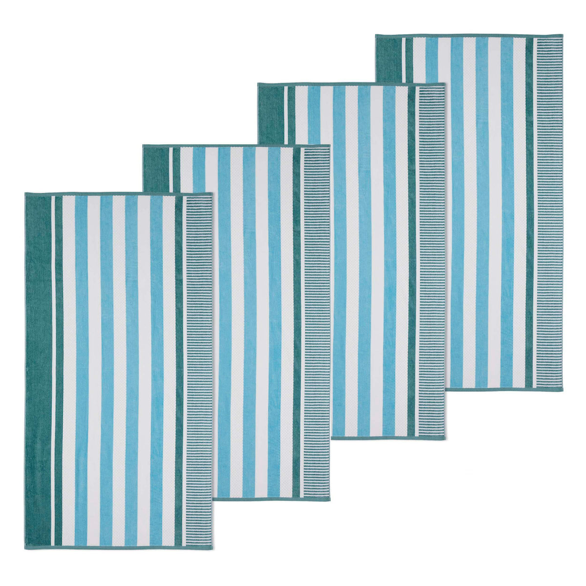 Cotton Striped Oversized 4 Piece Beach Towel Set