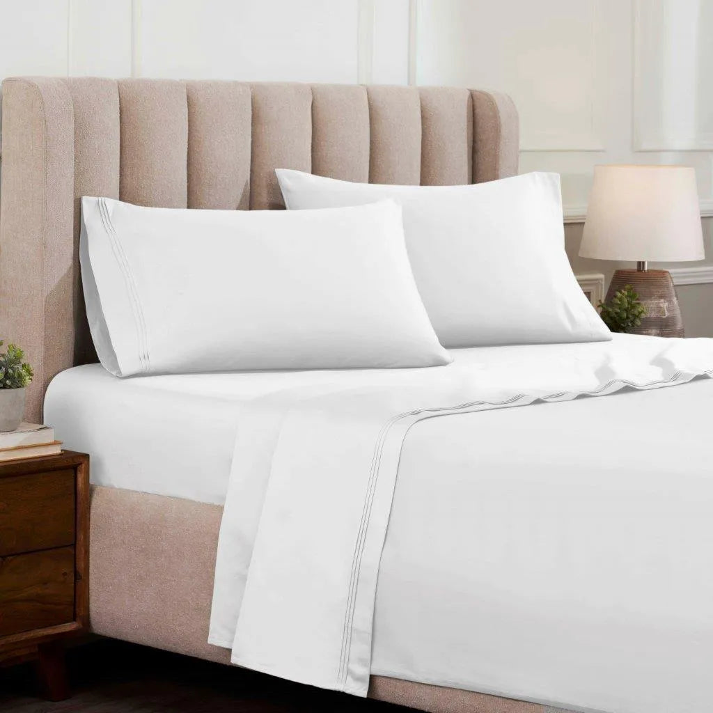 Egyptian Cotton Sateen Sheet Set 1500 Thread Count White