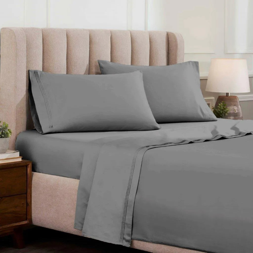 Egyptian Cotton Sateen Sheet Set 1500 Thread Count Grey