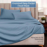 Egyptian Cotton Sateen Sheet Set 1500 Thread Count Medium Blue