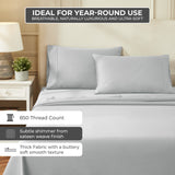 850 Thread Count Egyptian Cotton Sateen Bed Sheet Set